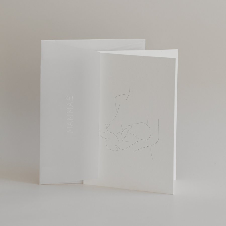Minimalist illustrated Bosom Ritual™ Note Card with an abstract line drawing on a neutral background by Mammae The Embodied Mother.